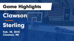 Clawson  vs Sterling  Game Highlights - Feb. 20, 2018