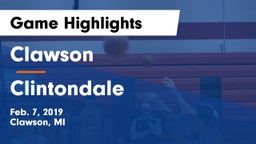 Clawson  vs Clintondale Game Highlights - Feb. 7, 2019