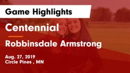 Centennial  vs Robbinsdale Armstrong  Game Highlights - Aug. 27, 2019