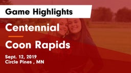 Centennial  vs Coon Rapids  Game Highlights - Sept. 12, 2019