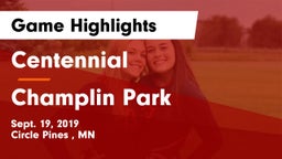 Centennial  vs Champlin Park  Game Highlights - Sept. 19, 2019