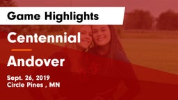 Centennial  vs Andover  Game Highlights - Sept. 26, 2019