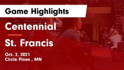 Centennial  vs St. Francis  Game Highlights - Oct. 2, 2021