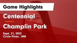 Centennial  vs Champlin Park  Game Highlights - Sept. 21, 2022