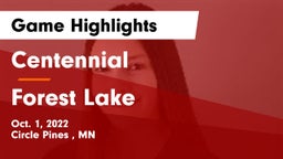 Centennial  vs Forest Lake Game Highlights - Oct. 1, 2022