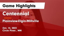 Centennial  vs Plainview-Elgin-Millville  Game Highlights - Oct. 14, 2022