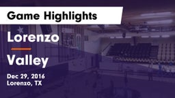 Lorenzo  vs Valley  Game Highlights - Dec 29, 2016