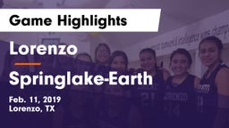 Lorenzo  vs Springlake-Earth  Game Highlights - Feb. 11, 2019