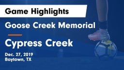 Goose Creek Memorial  vs Cypress Creek  Game Highlights - Dec. 27, 2019