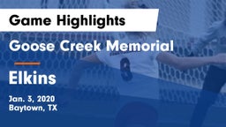 Goose Creek Memorial  vs Elkins  Game Highlights - Jan. 3, 2020