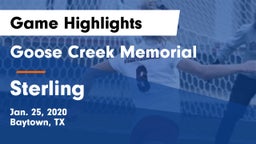 Goose Creek Memorial  vs Sterling  Game Highlights - Jan. 25, 2020