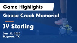 Goose Creek Memorial  vs JV Sterling  Game Highlights - Jan. 25, 2020