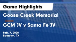 Goose Creek Memorial  vs GCM JV v Santa Fe JV  Game Highlights - Feb. 7, 2020