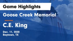 Goose Creek Memorial  vs C.E. King  Game Highlights - Dec. 11, 2020