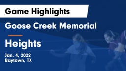 Goose Creek Memorial  vs Heights  Game Highlights - Jan. 4, 2022