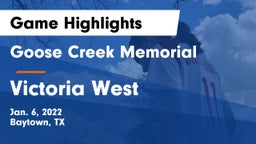 Goose Creek Memorial  vs Victoria West  Game Highlights - Jan. 6, 2022