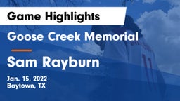 Goose Creek Memorial  vs Sam Rayburn  Game Highlights - Jan. 15, 2022