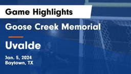 Goose Creek Memorial  vs Uvalde  Game Highlights - Jan. 5, 2024