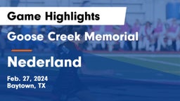 Goose Creek Memorial  vs Nederland  Game Highlights - Feb. 27, 2024