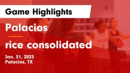 Palacios  vs rice consolidated Game Highlights - Jan. 31, 2023