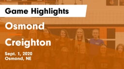 Osmond  vs Creighton  Game Highlights - Sept. 1, 2020