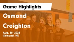 Osmond  vs Creighton  Game Highlights - Aug. 30, 2022