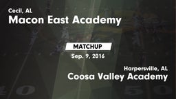 Matchup: Macon-East vs. Coosa Valley Academy  2016