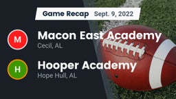 Recap: Macon East Academy  vs. Hooper Academy  2022