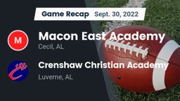 Recap: Macon East Academy  vs. Crenshaw Christian Academy  2022