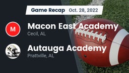 Recap: Macon East Academy  vs. Autauga Academy  2022