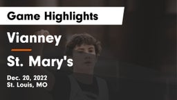 Vianney  vs St. Mary's  Game Highlights - Dec. 20, 2022