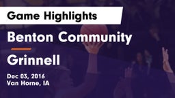 Benton Community vs Grinnell  Game Highlights - Dec 03, 2016