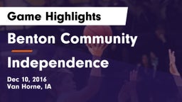 Benton Community vs Independence  Game Highlights - Dec 10, 2016