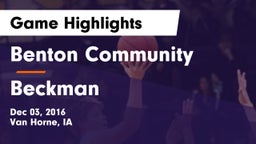 Benton Community vs Beckman  Game Highlights - Dec 03, 2016