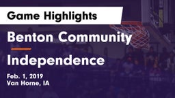 Benton Community vs Independence  Game Highlights - Feb. 1, 2019