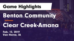 Benton Community vs Clear Creek-Amana Game Highlights - Feb. 12, 2019
