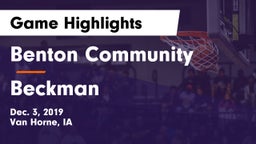 Benton Community vs Beckman  Game Highlights - Dec. 3, 2019