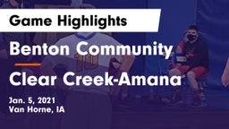 Benton Community vs Clear Creek-Amana Game Highlights - Jan. 5, 2021