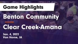 Benton Community vs Clear Creek-Amana Game Highlights - Jan. 4, 2022