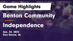 Benton Community vs Independence  Game Highlights - Jan. 24, 2022