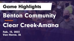 Benton Community vs Clear Creek-Amana Game Highlights - Feb. 15, 2022