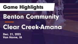 Benton Community vs Clear Creek-Amana Game Highlights - Dec. 21, 2023