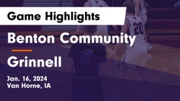 Benton Community vs Grinnell  Game Highlights - Jan. 16, 2024