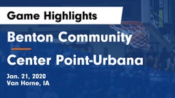Benton Community vs Center Point-Urbana  Game Highlights - Jan. 21, 2020