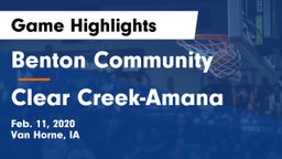 Benton Community vs Clear Creek-Amana Game Highlights - Feb. 11, 2020