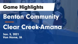 Benton Community vs Clear Creek-Amana Game Highlights - Jan. 5, 2021