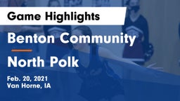 Benton Community vs North Polk  Game Highlights - Feb. 20, 2021