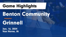 Benton Community vs Grinnell  Game Highlights - Jan. 16, 2024