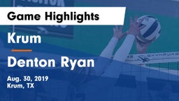 Krum  vs Denton Ryan  Game Highlights - Aug. 30, 2019