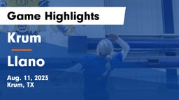Krum  vs Llano  Game Highlights - Aug. 11, 2023